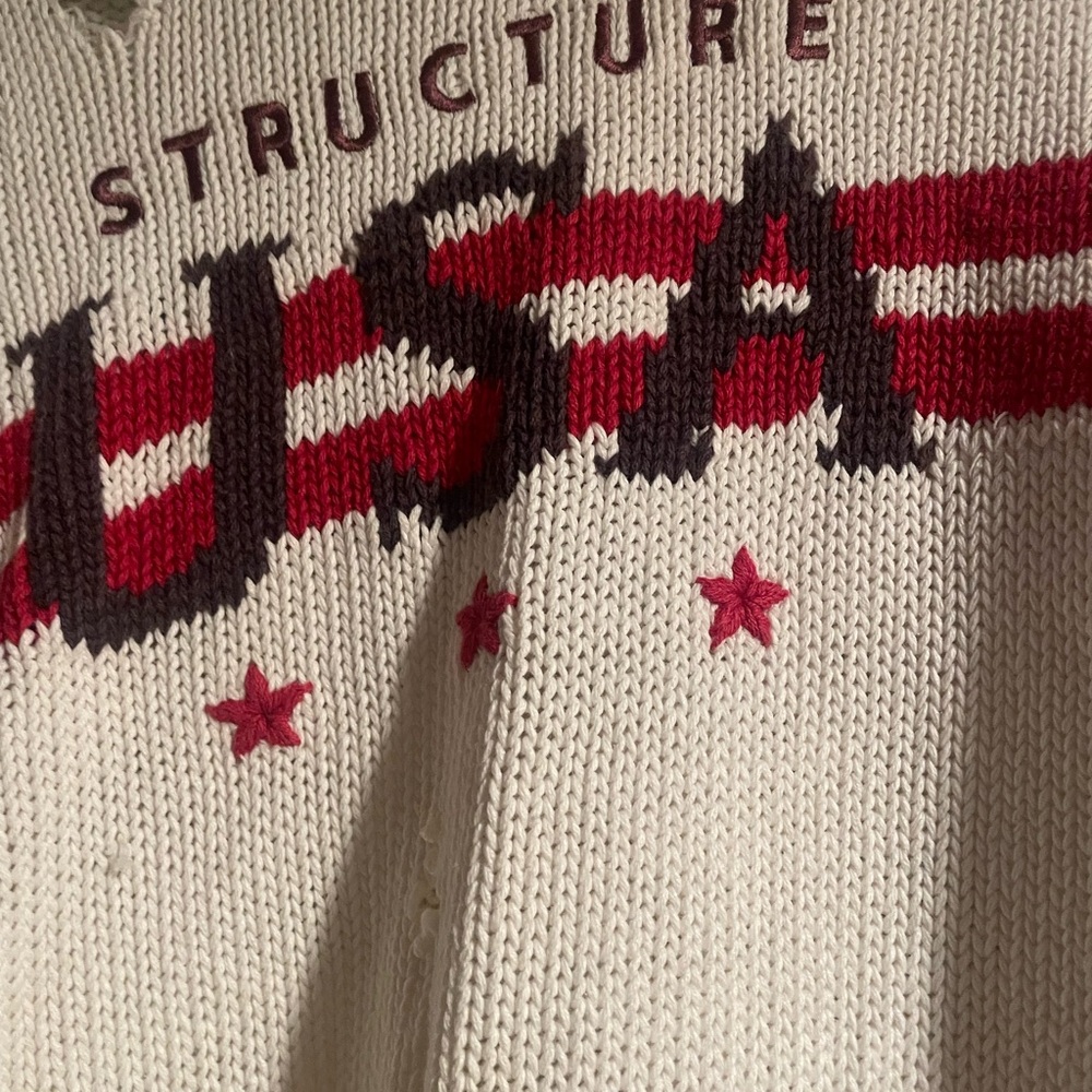Vintage reworked structure cream USA sweater SZmed